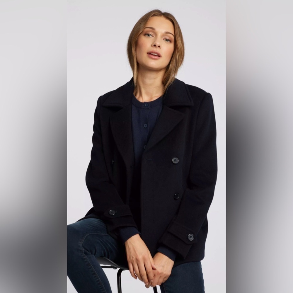 Ever New Navy Wool Blend Double Breasted Peacoat Size 4